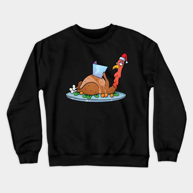 Thanksgiving Suntanning Turkey with Santa Hat Crewneck Sweatshirt by royalsass